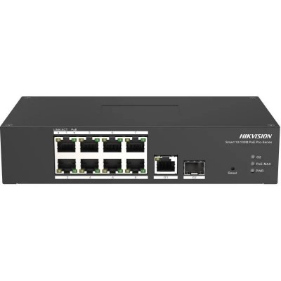 DS-3T1310P-SI/HS 8 PoE switch, 8x PoE 10/100Mbps, 1x combo 1Gbps port, WEB manag.