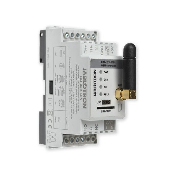 GD-02K-DIN univerzální GSM komunikátor a ovladač na DIN