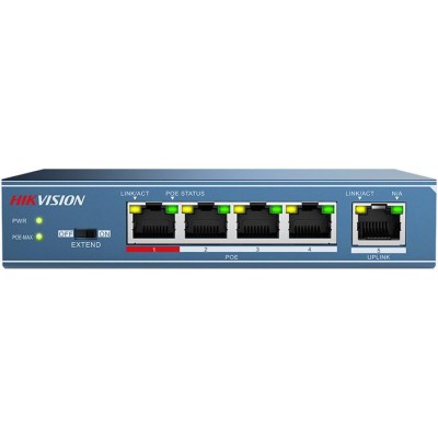 DS-3E0105P-E(B) switch 4 PoE porty 10/100Mbps + 1x uplink 10/100Mbps