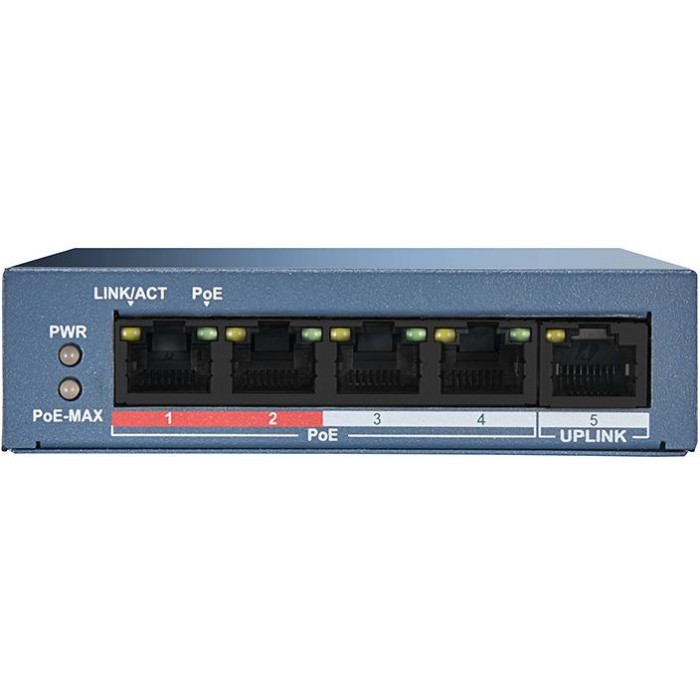 DS-3E0105P-E/M(B) 5/4 PoE switch, 4x PoE, 1x uplink 10/100Mbps