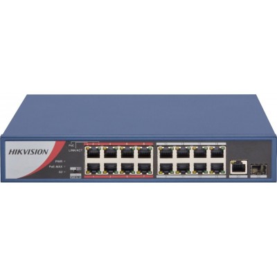 DS-3E0318P-E/M(B) 18/16 PoE switch, 1x uplink 1 Gbps + 1x uplink SFP port 1 Gbps