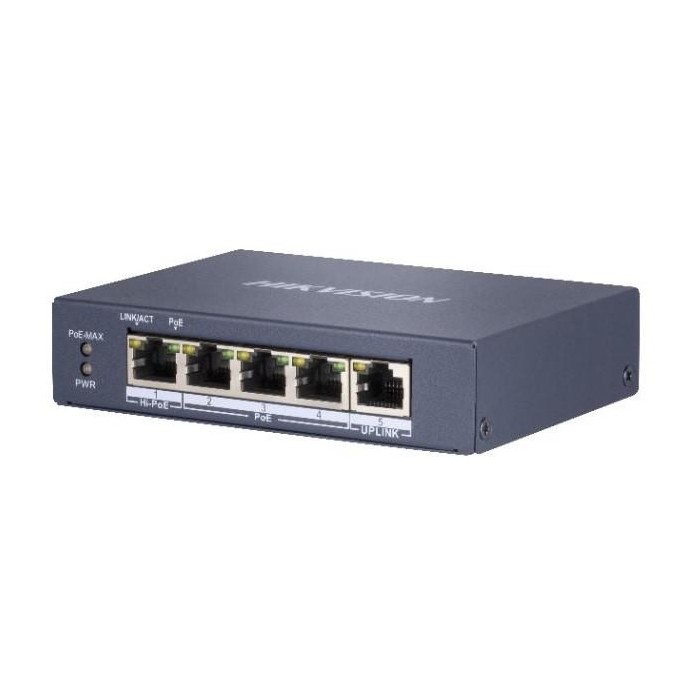 DS-3E0505HP-E 5/4 PoE switch, 1x uplink, 1Gbps
