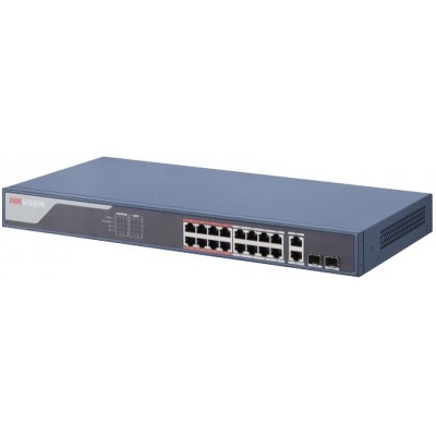 DS-3E1318P-SI 16/2 PoE switch, 16x PoE 10/100Mbps, 2x uplink 1Gbps Combo, WEB manag.